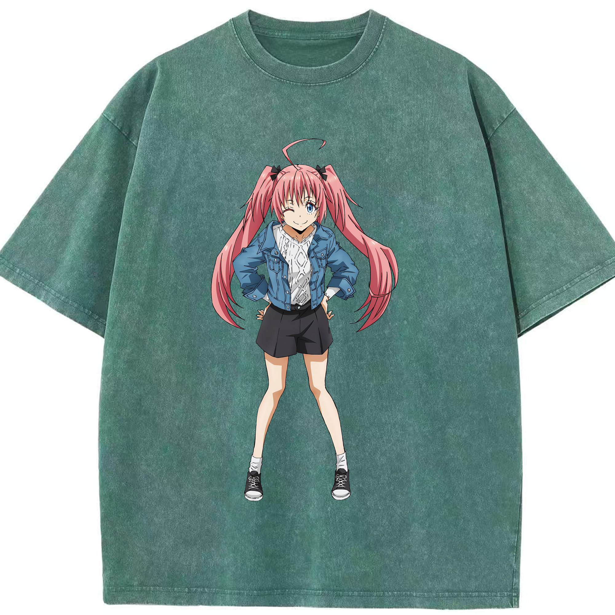 （画像用） 転スラ Regarding Reincarnated to Slime 綿100% ヴィンテージ風 半袖Tシャツ（フロントプリント）